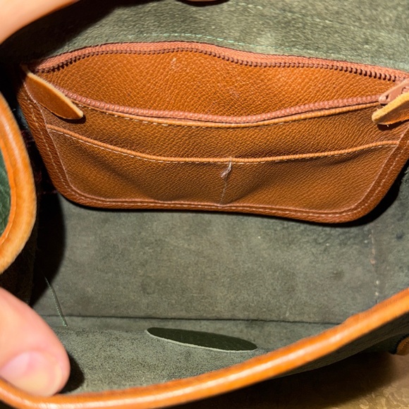 Dooney & Bourke Forest Green Pebbled Leather Crossbody with Tan Trim - Picture 12 of 15